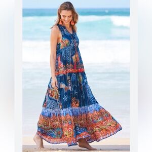 Ruby Yaya Jamilla‎ Maxi Globetrotter Viscoss Front Pink Tassel Dress. Size XS